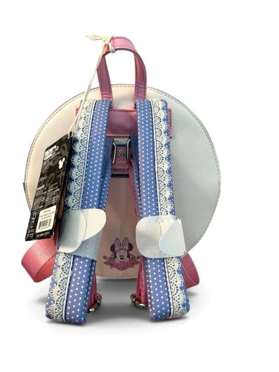 Minnie Mouse Floral and Lace Mini Backpack Round Embroidered Roses Dots NWT main image 4